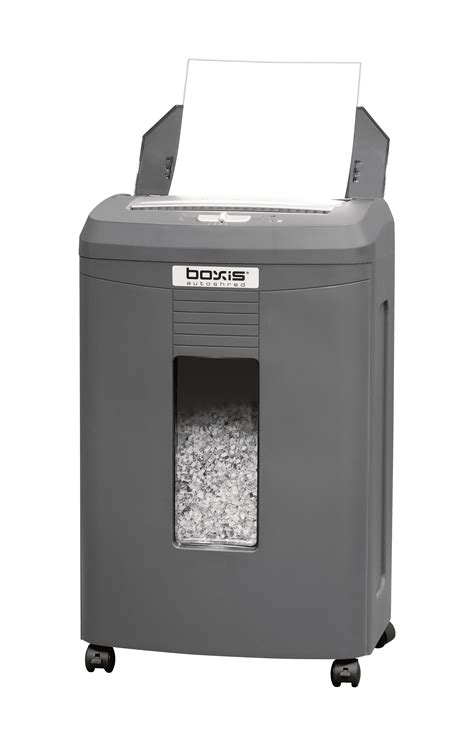 It's ideal for a larger office type of environment and allows you to shred 300 sheets of paper at a time. . Boxis autoshred